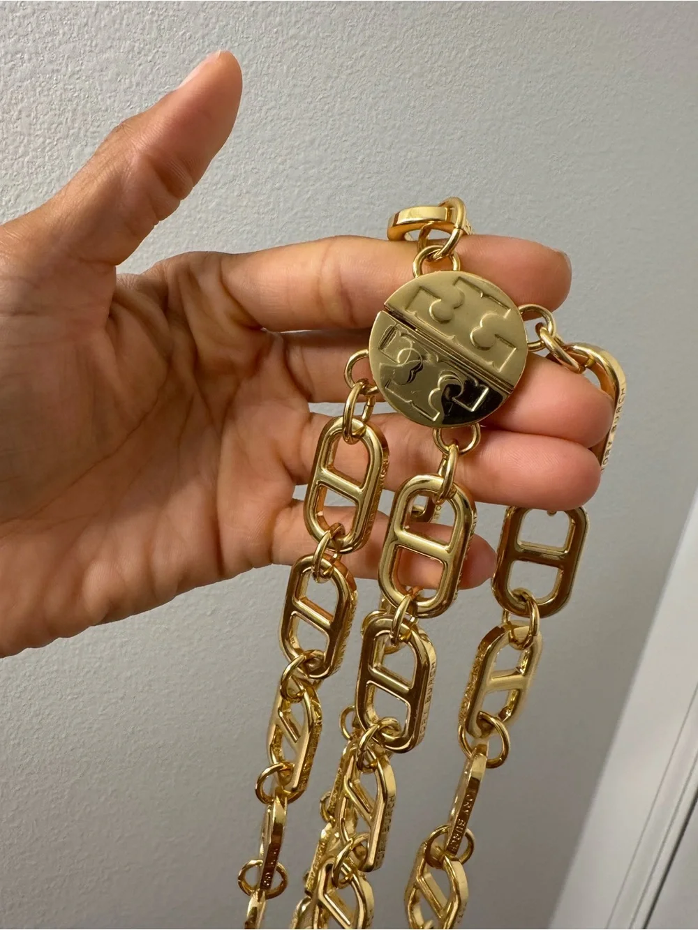 Tory Burch Large Chunky Gold Link Chain Necklace - Polished Statement Jewelry